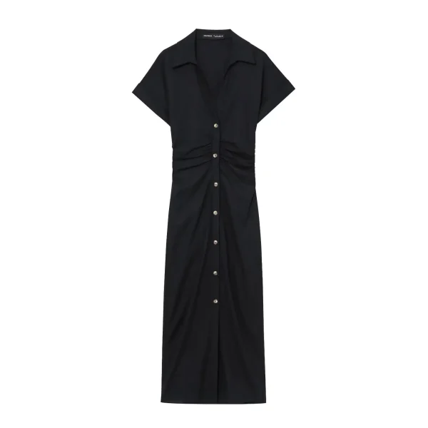 ETJ 2025 Primavera/Estate Nuovo abito MIDI da donna elegante stile vacanza rinfrescante e confortevole a maniche corte con scollo a V 3