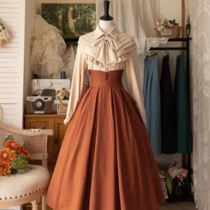 Gonna longuette vintage vittoriana Lolita da donna elegante dolce Y2k con bottoni slim a-line gonne lunghe gonna da festa classica femminile giapponese 1