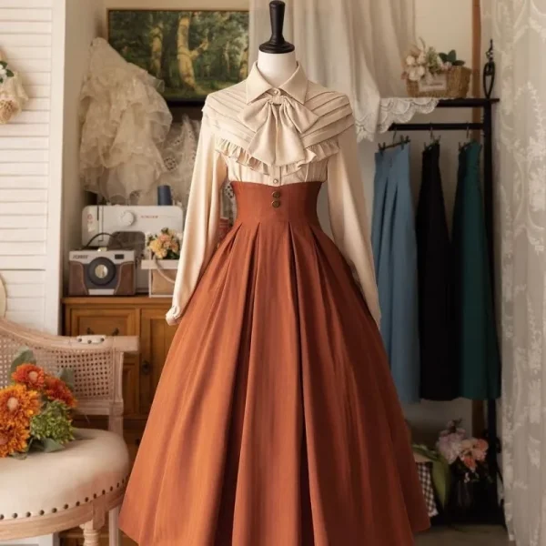 Gonna longuette vintage vittoriana Lolita da donna elegante dolce Y2k con bottoni slim a-line gonne lunghe gonna da festa classica femminile giapponese 1