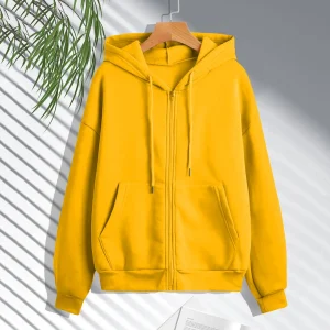 Felpe con cappuccio da donna autunno primavera nuova moda cardigan casual felpe con coulisse felpe con zip solide stile coreano 1