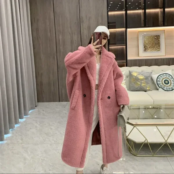 Max Teddy Coat 62% Alpaca 26% Lana 12% Cappotto di seta Cappotto invernale da donna addensato 6