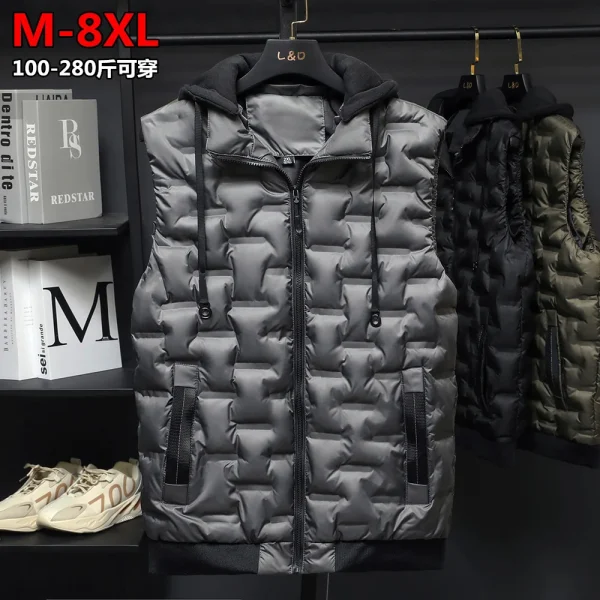 marca Autunno Inverno Nuovi Uomini Gilet di Cotone Giacca Senza Maniche Giù Gilet Giacca Maschile Gilet Casual Cappotto Plus Size 8XL 2