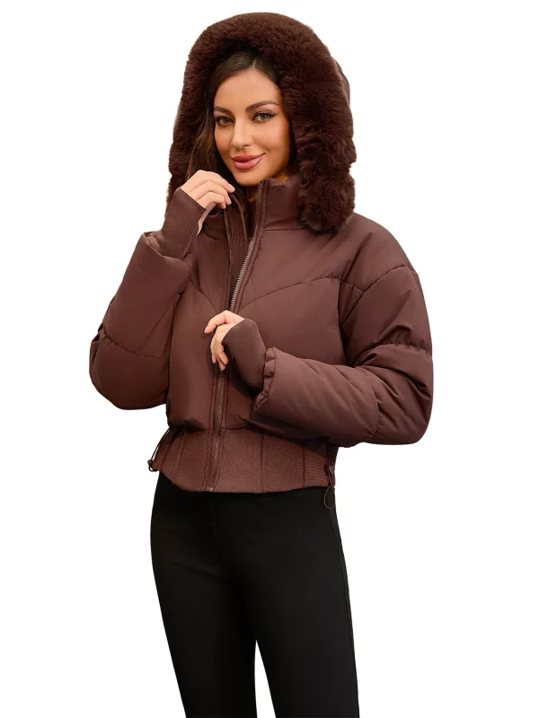 Piumini invernali da donna spessi e caldi Cappotti Parka Collo in pelliccia grande Cappuccio Donna Piumino imbottito in cotone Capispalla Cappotto H01 4