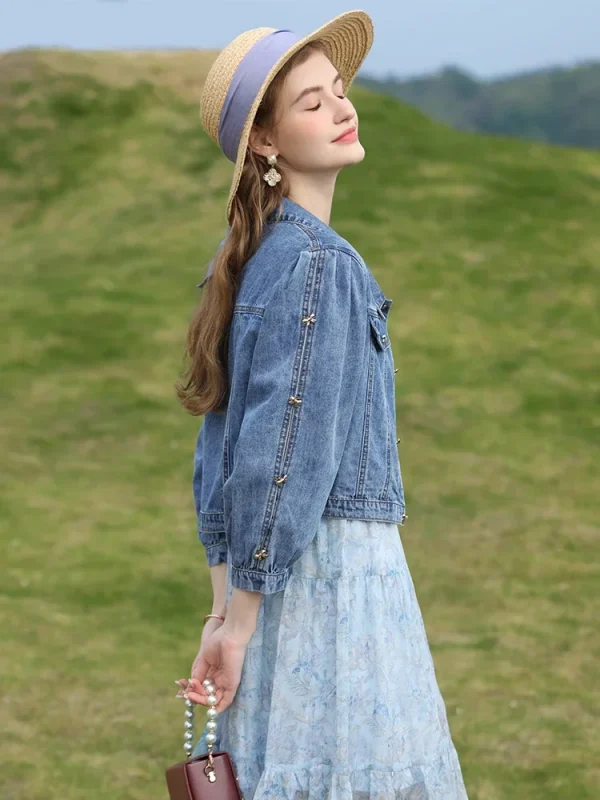 I BELIEVE YOU Giacca da donna Primavera Estate 2024 Cappotti di jeans Bottoni Colletto su misura Scava Fuori Casual Slim Jakcets 2231184977 3