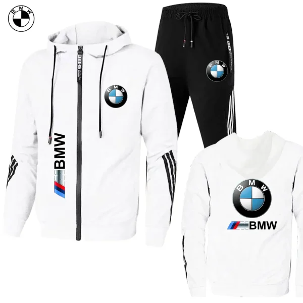 2025 BMW Felpa con cappuccio da uomo Set 2 pezzi BMW Moto Giacca stampata da uomo Primavera Autunno Moda Felpa con cappuccio semplice Cappotto BMW Race Team 2