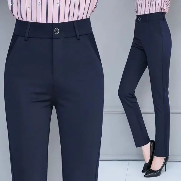 Nuovi pantaloni da abito da donna primavera e autunno con ciondolo a vita alta pantaloni dritti larghi e sottili casual versatili 3