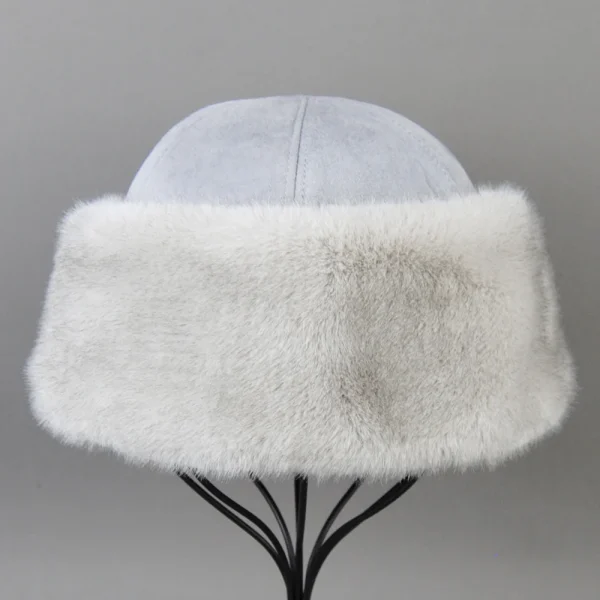 Vendita calda cappello di pelliccia di visone finto berretto da baseball genuino invernale Russia moda elegante signora calda cappello di paglia con palla di pelliccia sintetica 4