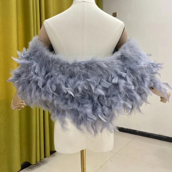 Top scialle mantello da donna alla moda ed elegante con piume 20 * 130 cm, adatto per feste e matrimoni Maniche corte variabili 2
