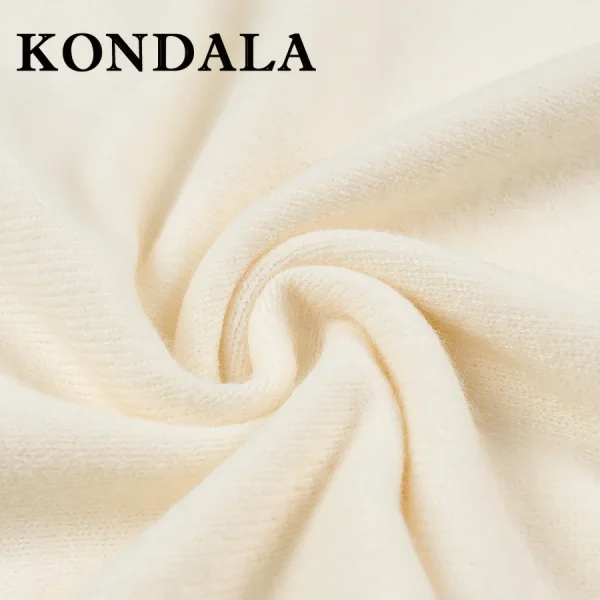KONDALA Chic Primavera Streetwear Maglione da donna irregolare Moda 2025 Asimmetrico lavorato a maglia Elegante pieghettato Solid Beige Sweatwear 6