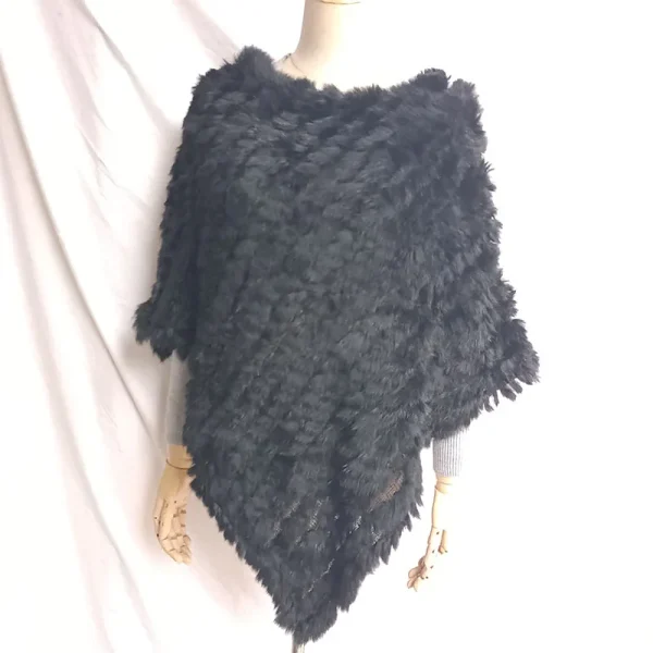 2024 donne di inverno lavorato a maglia vera pelliccia di coniglio poncho casual inverno femminile vera pelliccia mantello scialle vendita calda involucro di pelliccia naturale 6