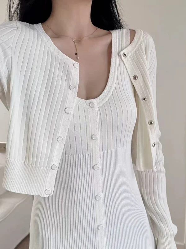 Inizio autunno nuovo bianco sexy profondo scollo a V vestito dal carro armato delle donne temperamento elegante monopetto splicing pieghettato abito lungo da donna 2