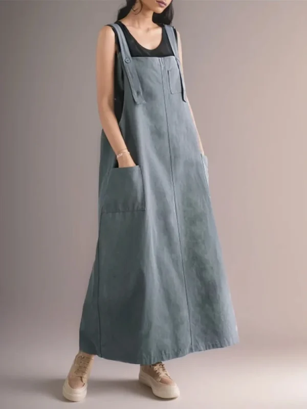 ZANZEA Spalline Regolabili Abiti 2023 Donne di Estate Senza Maniche Maxi Vestito di Moda Abbigliamento Da Lavoro Tasche Abiti Streetwear 1