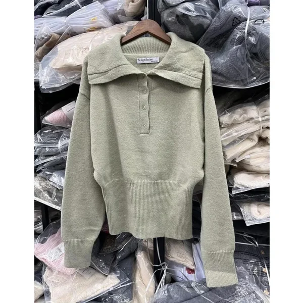Maglione nuovo da donna 2025 Pullover primaverile Maglione chic elastico sottile caldo per giovani Maglione da studente di moda di strada da donna 6