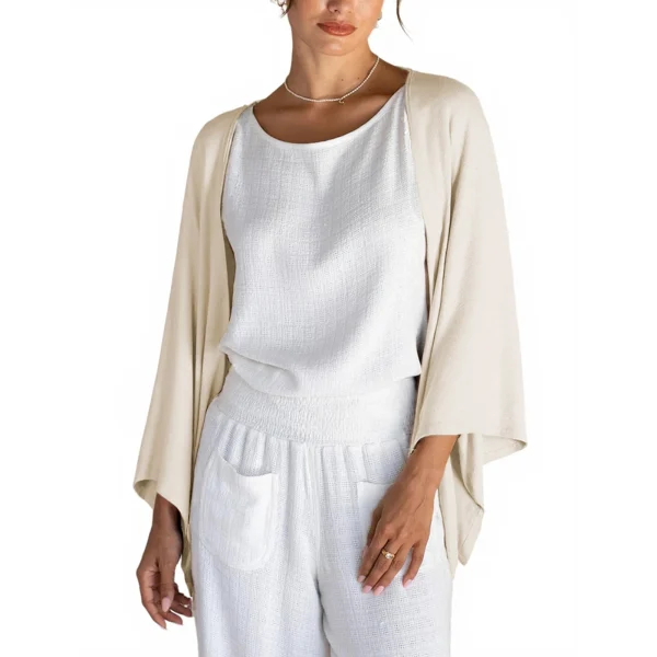 Cardigan coprispalle da donna tinta unita aperto sul davanti copertura ampia per le vacanze al mare abbigliamento quotidiano attività all'aperto streetwear 2