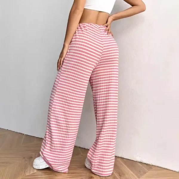 2025 Autunno e inverno Pantaloni casual da donna di nuova moda Pantaloni a gamba dritta semplici a righe Abbigliamento da donna taglie forti 3