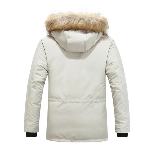 Parka con cappuccio in pelliccia invernale in pile uomo piumino d'anatra giacca da neve cappotti antivento addensati-30 gradi tenere al caldo capispalla all'aperto 3