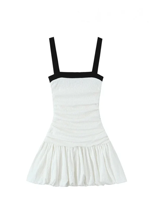 HH Mini abiti estivi femminili slim Colletto quadrato bianco senza maniche Backless Plaeted Zipper Abito sexy da donna di nuova moda 6