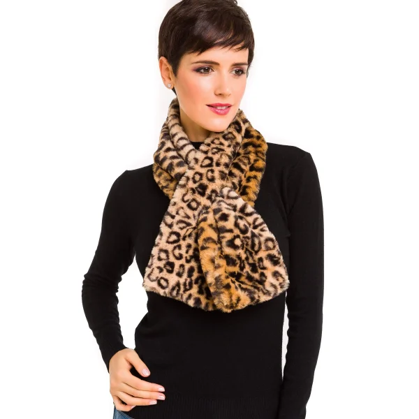 Sciarpa con collo in pelliccia per donna Sciarpe leopardate in pelliccia sintetica Coprispalle per abito cappotto autunno inverno 2