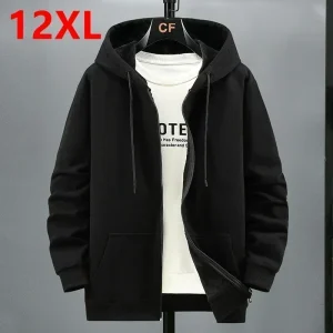 Cardigan con cappuccio in pile di grandi dimensioni da uomo autunno inverno giacca moda trendy plus size felpa con cappuccio 12XL 10XL abbigliamento uomo di grandi dimensioni 1
