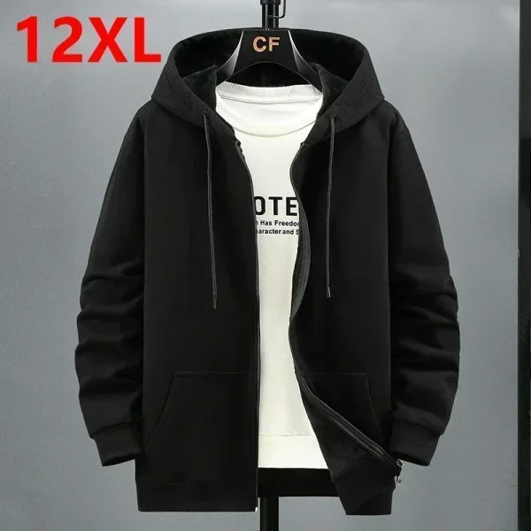 Cardigan con cappuccio in pile di grandi dimensioni da uomo autunno inverno giacca moda trendy plus size felpa con cappuccio 12XL 10XL abbigliamento uomo di grandi dimensioni 1