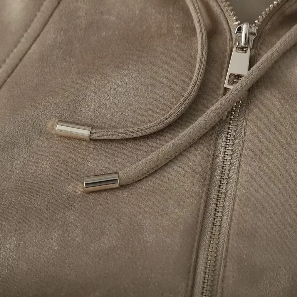 ETJ 2025 inverno nuova moda donna pelle scamosciata effetto texture bomber con cappuccio giacca casual versione ampia 5