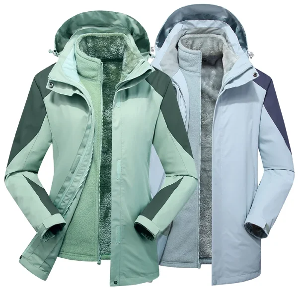 Giacca sportiva da uomo 3 in 1 per il tempo libero Autunno Inverno Peluche caldo rivestimento interno Cappotto Alpinismo all'aperto Sci Capispalla moda 2