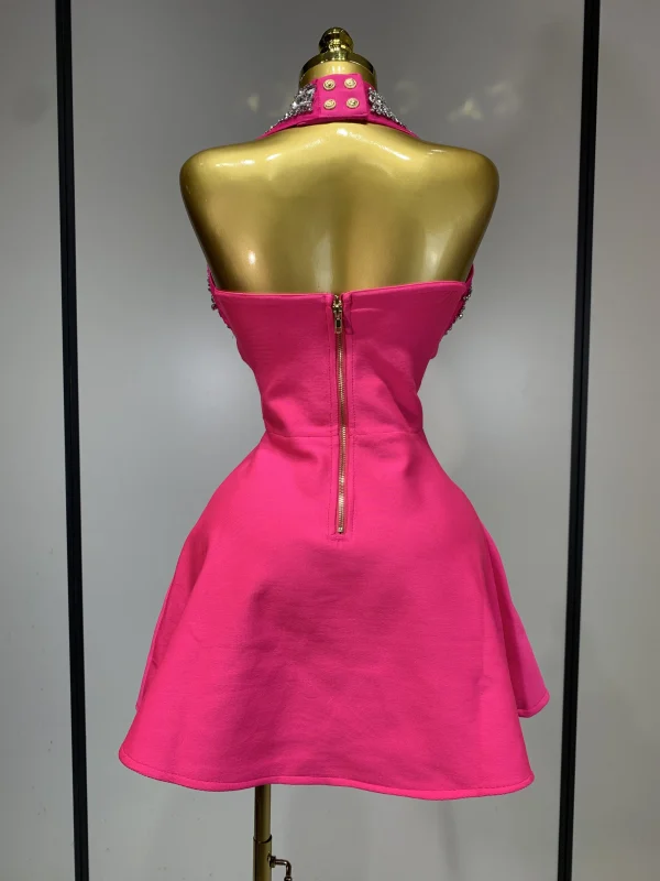 Abito da compleanno di lusso da donna Abito da fasciatura sexy senza schienale con perline A Line 2025 Abito da sera elegante per celebrità lavorato a maglia 3