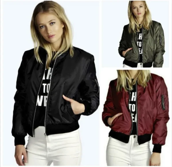 Autunno nuove giacche corte da donna Vintage High Street giacca bomber con o-collo moda femminile cerniera cappotto a maniche lunghe donna 3