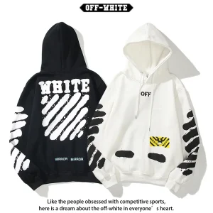 OFF-WHITE CO VIRGIL ABLOH Hiphop Style Wave Line Felpa con cappuccio stampata Uomo Donna Autunno Inverno Nuovo arrivo Abbigliamento 1