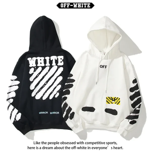 OFF-WHITE CO VIRGIL ABLOH Hiphop Style Wave Line Felpa con cappuccio stampata Uomo Donna Autunno Inverno Nuovo arrivo Abbigliamento 1