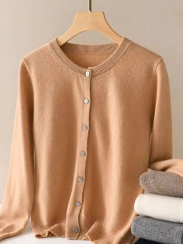 Maglione di cachemire da donna O-Collar maglione a maniche lunghe con bottoni Casual Let ter Cardigan Harajuku cappotto camicia Top maglieria coreana 6