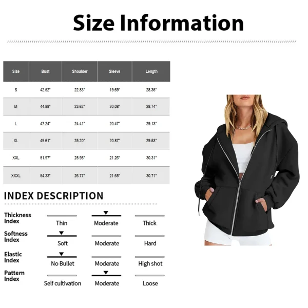 Felpa con cappuccio da donna Street Costume Running felpe moda Casual tinta unita a maniche lunghe con cerniera abbigliamento sportivo con cappuccio 6