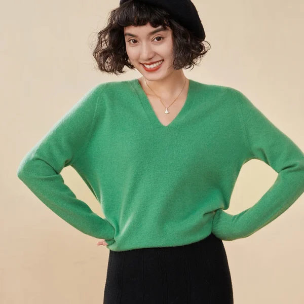 Autunno E Inverno delle Nuove Donne Maglione di Cachemire 100% Puro Cashmere Con Scollo A V Lavorato A Maglia Pullover A Maniche Lunghe di Vendita Caldo delle Donne Top 2