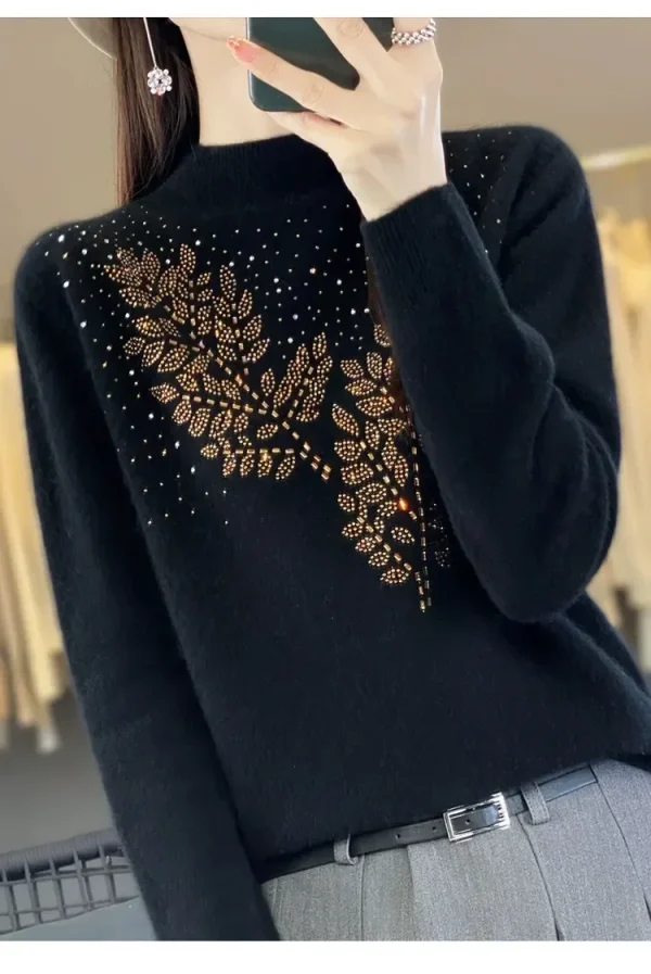 Maglioni da donna spessi caldi autunno inverno collo a lupetto moda pullover manica lunga maglione basic camicia con fondo lavorato a maglia maglione coreano 3