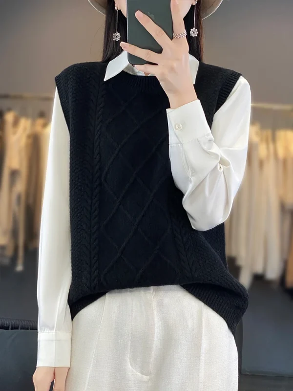 Autunno Inverno delle nuove donne 100% lana merino maglieria gilet pullover Swearter girocollo versatile maglione di base in cashmere 4
