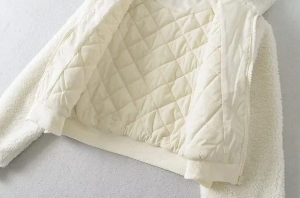 Autunno Inverno Capispalla caldo Giacche Donna Agnello Peluche Cappotto caldo Felpe a maniche lunghe Patchwork Colletto casual Giacca con cerniera 6