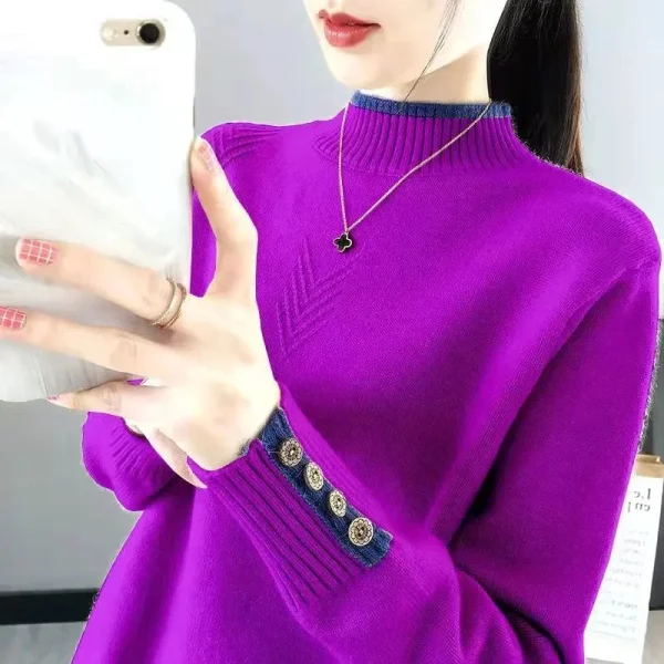 Maglioni dolcevita da donna basic Versione coreana nuovo maglione lavorato a maglia Autunno Inverno Top Slim Pullover da donna Maglione morbido e caldo 6