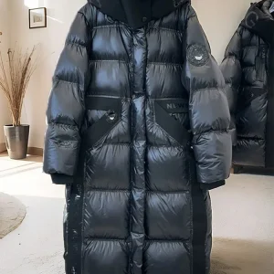 2025 Nuovo Autunno Inverno Femminile Con Cappuccio Piumino D'anatra Bianca Inverno Lucido Caldo Addensato Lungo Piumino Antivento Outwear 1