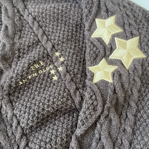 Cardigan invernale in cotone con vestibilità ampia ricamato a stella calda da donna maglione cardigan lavorato a maglia kaki moda autunno donna Y2k 3