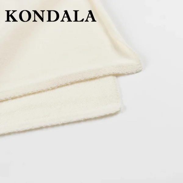 KONDALA Chic Primavera Streetwear Maglione da donna irregolare Moda 2025 Asimmetrico lavorato a maglia Elegante pieghettato Solid Beige Sweatwear 5