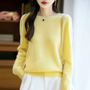 Maglione di lana merino 100% nuovo autunno inverno abbigliamento donna pullover con o-collo moda top in cashmere che tocca maglieria a maniche lunghe 1