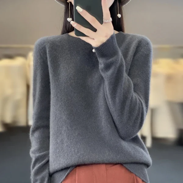 Nuovo maglione di cashmere maglione da donna in autunno e inverno 100% lana merino moda O-collo autunno caldo pullover top 6