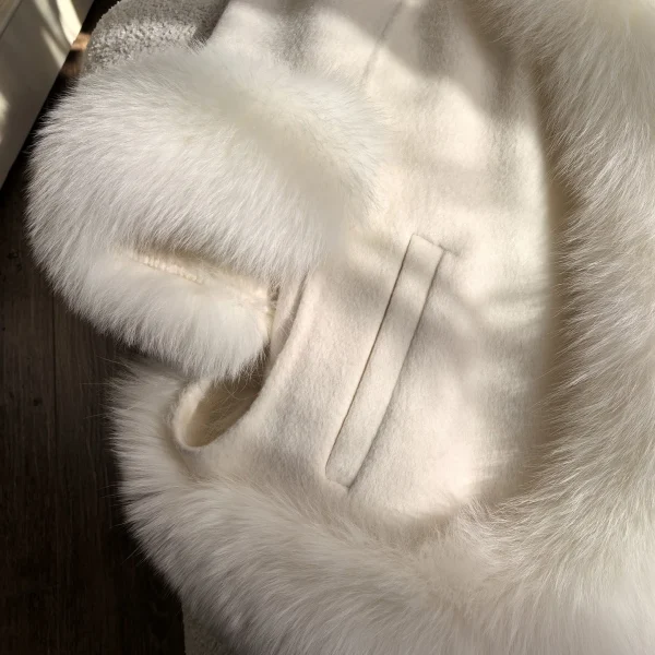 Besfilin Vera Pelliccia di Volpe Avvolgente Caldo Scialle da Donna in Lana Cashmere Capispalla per Viaggi per Feste Abito da Sposa Primavera Autunno Inverno 5