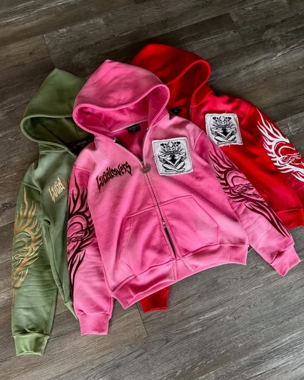 Autunno e inverno nuova moda lettera ricamo patch maglione con cerniera donna Y2K Harajuku maglione sportivo Joker casual gotico retrò 1