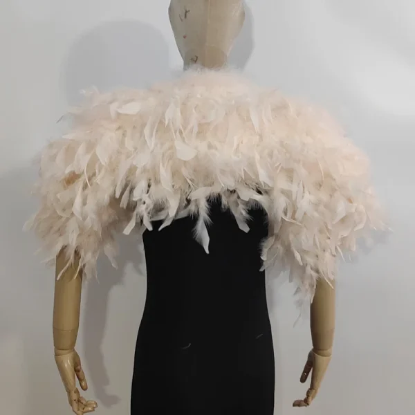 Top scialle mantello da donna alla moda ed elegante con piume 20 * 130 cm, adatto per feste e matrimoni Maniche corte variabili 5
