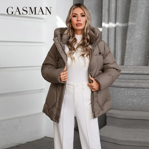 GASMAN 2024 Piumino invernale collezione Moda Solid Colletto rialzato Cappotto da donna Eleganza Giacche da donna con cappuccio 88613 4