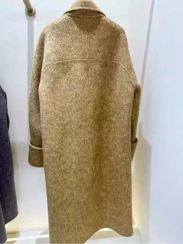 Office Lady Giacche di lana 2024 Autunno e inverno Colletto doppio petto Tasche grandi Cappotti di lana lunghi larghi da donna 6