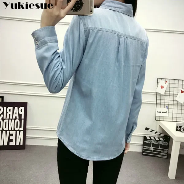 2022 Casual inverno Autunno caldo pile spesso denim Camicette Donna Donna Top Camicette da donna Camicia a maniche lunghe vestire S-3XL 6