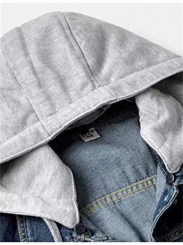 Primavera Autunno Giacca di jeans Donna 2025 Monopetto Patchwork Con cappuccio Crop Cappotti Moda coreana Casual Streeetwear Tuta sportiva 6