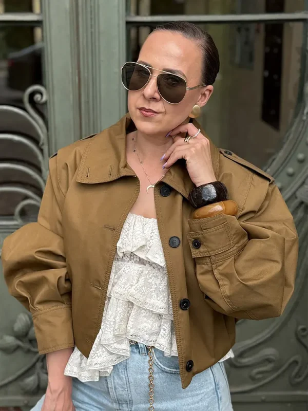 HH Giacca autunnale da donna Moda Solid monopetto Manica lunga Colletto rovesciato Giacche Casual Office Lady Chic Cappotti 4
